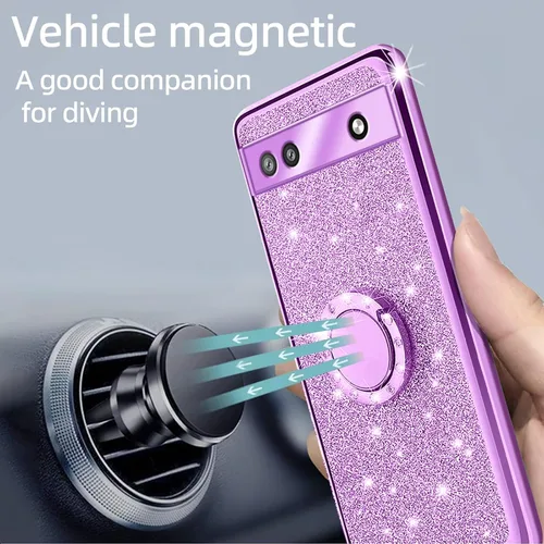 Vista 6 de Funda para teléfono Google Pixel 6a, funda para Google Pixel 6a para mujer, con purpurina, suave, elegante, transparente, TPU de lujo, linda funda