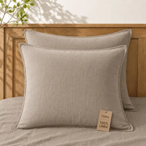 Vista 20 de TOSMO Juego de 2 fundas de almohada 100% lino tamaño estándar, fundas de almohada lavadas a la piedra, cierre de sobre, fundas de almohada suaves