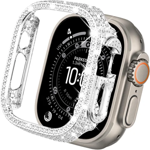 Vista 38 de KADES - Funda protectora completa compatible con iWatch, con protector de pantalla de vidrio templado incorporado, brillante y con diamantes de Negro