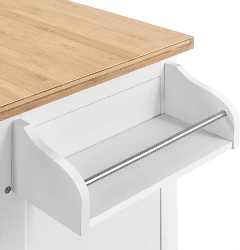 Vista 7 de Topeakmart Carrito de isla de cocina con armario de almacenamiento y 1 cajón, carrito de cocina rodante con toallero y estante para especias