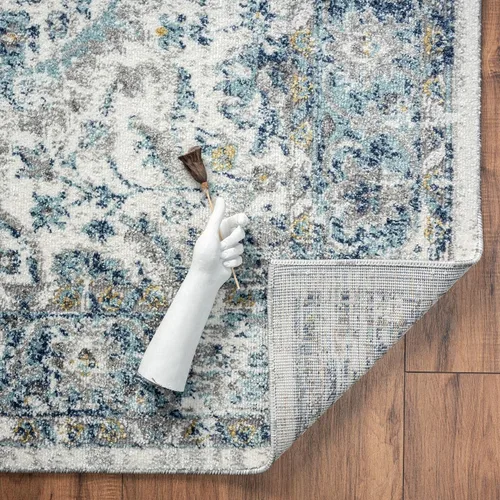 Vista 9 de LUXE WEAVERS Euston Collection 8060 - Alfombra oriental moderna color marfil de 6 x 9 pulgadas