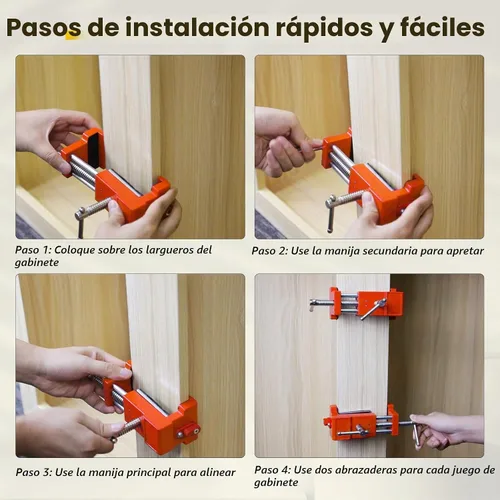 Vista 3 de Abrazaderas para gabinetes, abrazaderas para carpintería, abrazaderas para marco de gabinete, abrazaderas para instalación de gabinetes