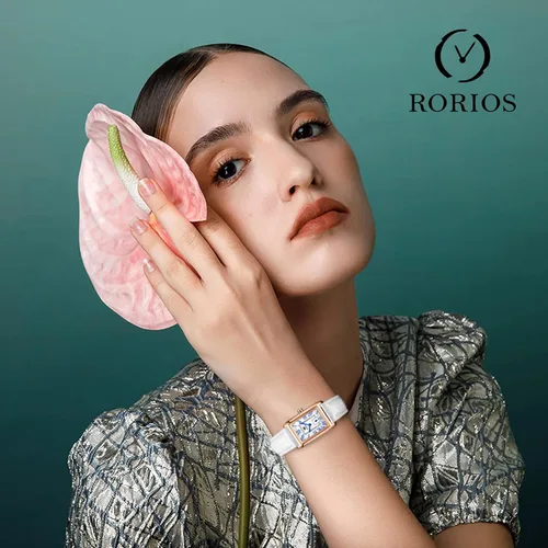 Vista 2 de RORIOS Reloj de cuarzo impermeable para mujer, con correa de cuero auténtico, números romanos, reloj de pulsera de moda para damas y niñas