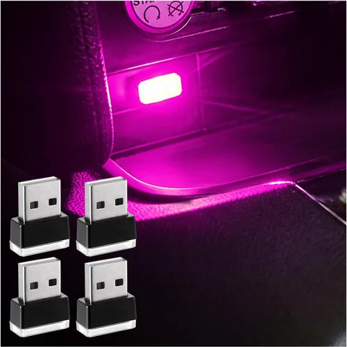 Vista 21 de Augeny 4 PCS Lámpara de Atmósfera Interior de Coche LED USB, Luz Nocturna Decorativa Enchufable USB, Kit de Iluminación Ambiental Portátil para 2