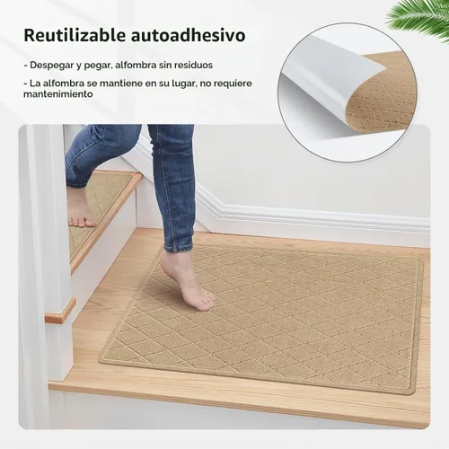 Vista 3 de Stair Treads for Wooden Steps Indoor, KOOTETA 1 Pack 20" X 32" Non Slip Beige M