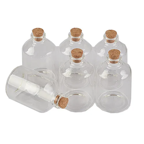 Vista 10 de 12 botellas de corcho de vidrio transparente de 0.1 fl oz, frascos de vidrio, frascos de almacenamiento vacíos, botellas de deseos decorativas