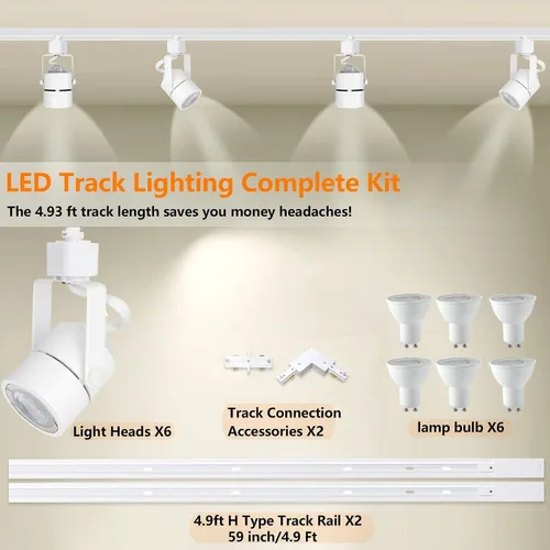 Vista 2 de GU10 - Kit de luces de pista blancas de 6 luces, 10 W, 3000 K