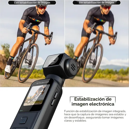 Vista 4 de Cámara Corporal 4K con Micrófono Externo, Mini Cámara de Vídeo y Audio de Bolsillo con Rotación de 270° para Deporte al Aire Libre, Bicicleta