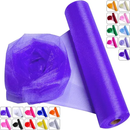 Vista 13 de Tela de Organza de Cristal Tul - 16" por 50 Yardas Tela Transparente para Decoración de Fiestas de Boda Despedida de Soltera Tutú Rollo de Malla
