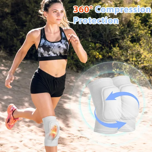 Vista 4 de Rodilleras de voleibol, rodilleras blancas de voleibol para mujeres y hombres, rodillera suave para baloncesto, fútbol, baile, entrenamiento