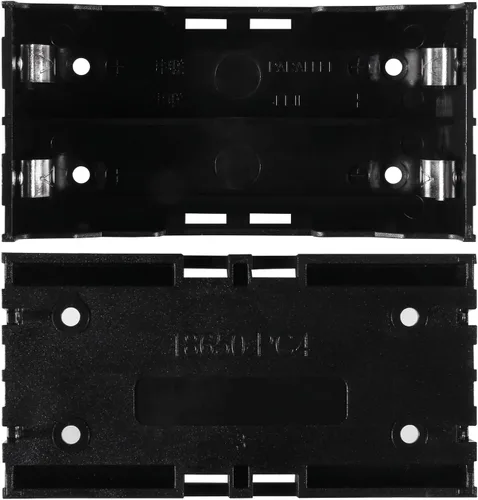 Vista 2 de 6 unids 18650 caja de batería titular 2 ranuras x 3.7 V 18650 caja de almacenamiento de batería, en paralelo negro baterías clip caja con pin