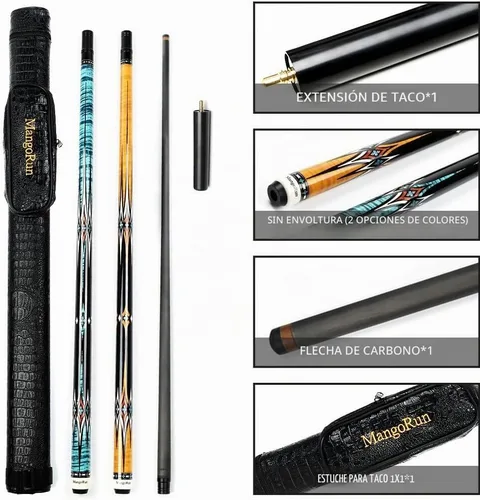 Vista 2 de Carbon Fiber Pool Cue Stick 12.5mm Tip Low Deflection Shaft Unbreakable Billiard Cue Stick Case Set with Little Extension Warproof Professional Pool