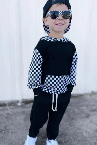 Vista 2 de Meiweileya Conjunto de sudadera con capucha y pantalones sólidos para bebé niño para otoño e invierno