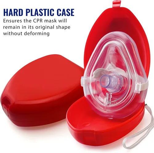 Vista 7 de ASA TECHMED Paquete de 5 máscaras médicas de rescate de RCP, reanimador de bolsillo para adultos y niños, en estuche rígido rojo con correa