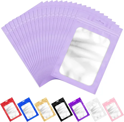Vista 8 de ANZNKU 100 bolsas de Mylar rosa, resellables, a prueba de olores, bolsa