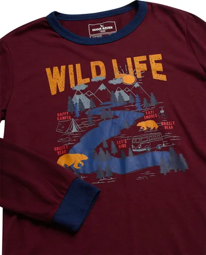 Vista 4 de Eddie Bauer Conjunto de pijama para niños 4 piezas a juego con camiseta de pijama de forro polar y pantalones de pijama para niños (tallas XS-L)