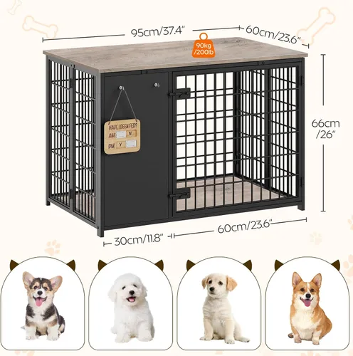 Vista 6 de YATINEY Muebles plegables para perros, jaula para perros con marco de bricolaje, perrera resistente para interiores con ganchos, mesa auxiliar