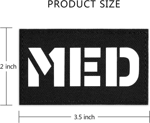 Vista 4 de PETAC GEAR MED Medical Tactical - Parche de cierre táctico con gancho y respaldo de 3.5 x 2, BK