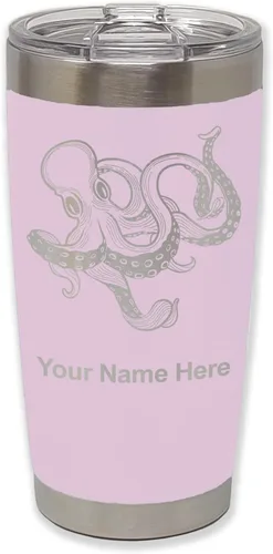 Vista 26 de LaserGram Vaso aislado al vacío de 20 onzas, Kraken, grabado personalizado incluido (negro)