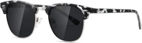 Vista 90 de AEVOGUE Gafas de sol polarizadas para mujeres y hombres semi marco retro gafas de sol AE0369