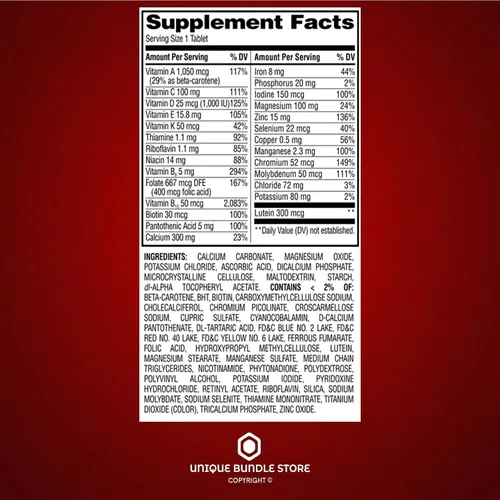 Vista 3 de Multivitamínico para mujeres 50 Plus – 100 tabletas, multivitamínico diario para mujer con vitaminas y minerales esenciales, vitaminas adultas