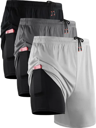Vista 8 de NELEUS Men's 2 in 1 Running Shorts with Liner,Dry Fit Workout Shorts with Pockets