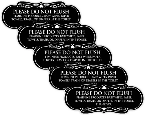 Vista 70 de Signs ByLITA Designer Please Do Not Flush Etiqutte Letrero (negro) - Pequeño 1 paquete