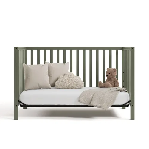 Vista 12 de Storkcraft Morningside - Cuna convertible 5 en 1, color verde oliva