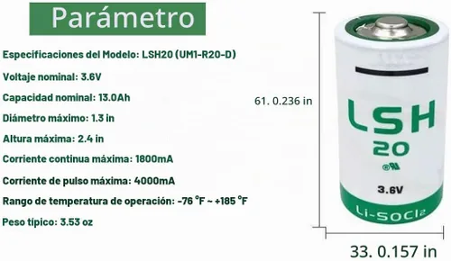 Vista 2 de 4 piezas LSH 20 batería para LSH20 D tamaño 3.6V 13000mAh batería de litio primaria