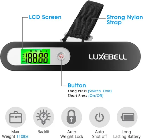 Vista 2 de Balanza digital de equipaje de regalo para maleta de viajero Balanza de peso de mano 110lbs