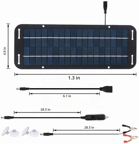 Vista 2 de Panel de carga solar, 60 W 12 V Panel solar portátil cargador de panel solar para caravana coche furgoneta barco