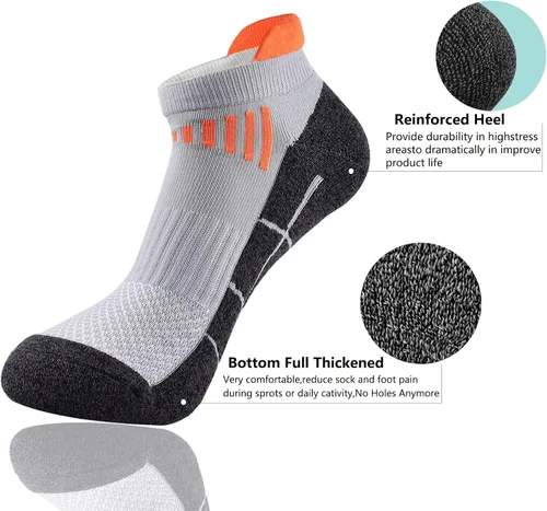 Vista 4 de JWMEET Mens Low Cut Ankle Athletic Socks Cotton Mesh Cushioned Running Ventilation Sports Tab Socks