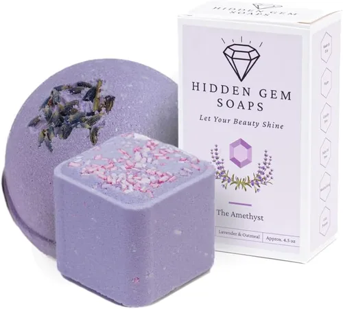 Vista 13 de October Birthstone Turmalina Juego de regalo de 3 piezas de jabón en barra natural, bomba de baño, vaporizador de ducha fabricado en Estados Unidos