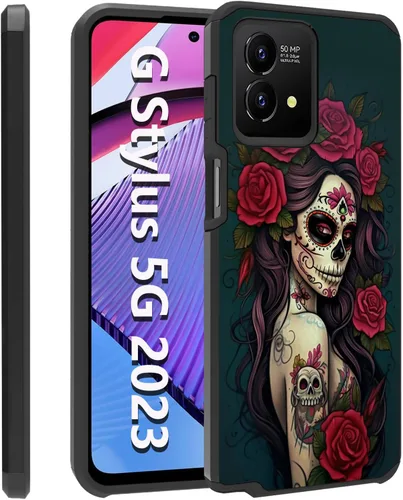 Vista 28 de Funda para Moto G Stylus 5G 2023, resistente 2 en 1 de doble capa híbrida de policarbonato duro y silicona suave a prueba de golpes, funda