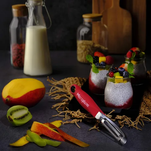 Vista 6 de Microplane Pelador giratorio dentado profesional para tomate y kiwi, para uso a mano derecha e izquierda
