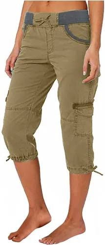 Vista 12 de Pantalones capri tipo cargo para mujer, ligeros, de secado rápido, atléticos, para verano, casuales, con bolsillos