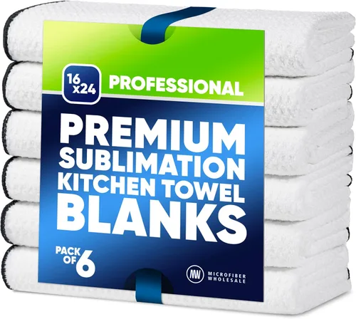 Vista 9 de Microfiber Wholesale Sublimation Blanks - Toallas de microfibra de 16 x 24 pulgadas, tejido de gofre prémium para cocina, espacios en blanco
