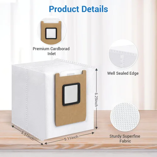 Vista 4 de Paquete de 14 bolsas de polvo, compatibles con Eufy E28 Omni/E25 Omni Robot Aspirador, 3 L de gran capacidad, diseño resistente a desgarros de 4