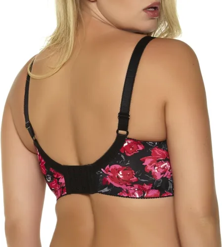 Vista 2 de Mierside - Brasier sexy para mujer, talla grande, diseño con estampado,color rojo y morado