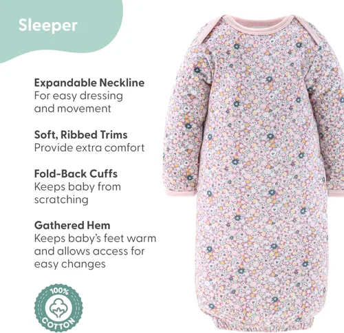 Vista 4 de The Peanutshell Juego de regalo de canastilla de bebé para niñas, juego de regalo de 16 piezas, ropa de bebé, 0-9 meses, diseño floral de la pradera