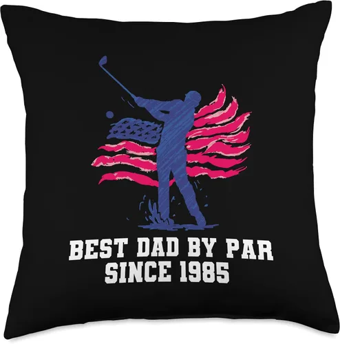 Vista 4 de Best dad by par since 1985 Throw Pillow