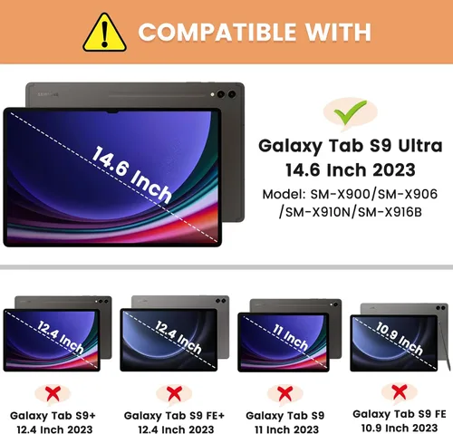 Vista 2 de INFILAND Funda para Galaxy Tab S10 Ultra/S9 Ultra/S8 Ultra de 14.6 pulgadas, funda de soporte multiángulo compatible con Samsung Galaxy Tab S10