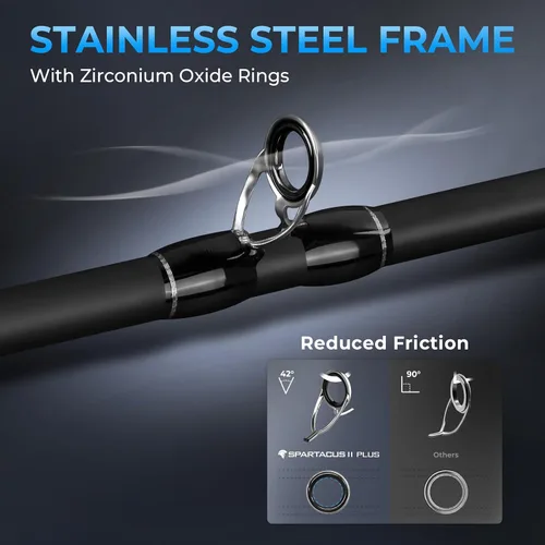 Vista 3 de KastKing Spartacus II Plus Twin-Tip Spinning & Casting Rods, IM6 Graphite Blanks, Stainless Steel Frame with Zirconium Oxide Rings, 2-Piece Rods