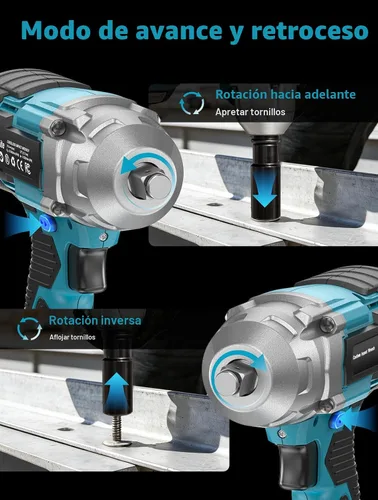 Vista 8 de Seesii - Llave de impacto inalámbrica de 1/2 pulgada, alta torsión de 479 pies-libra (650Nm), pistola de impacto sin escobillas, 2500RPM con batería