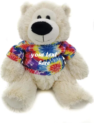 Vista 10 de Plushland Cream Sophie Bear 12.0 in, regalo personalizado para animales de peluche, texto personalizado en la camisa, gran regalo para el día