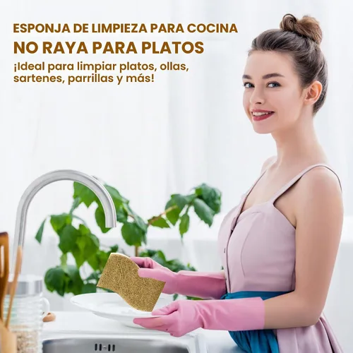 Vista 4 de Esponja de cocina natural, paquete de 24 esponjas biodegradables para platos, depuradores compostables para lavar platos, esponjas ecológicas