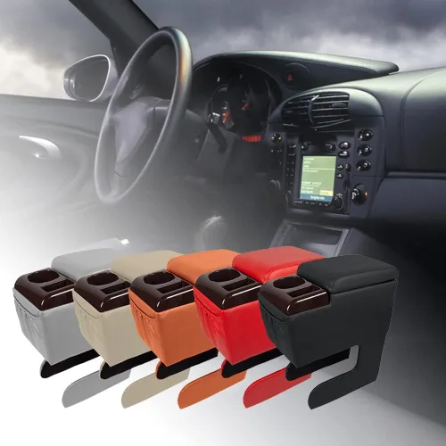 Vista 4 de Asiento de camioneta/banco para automóvil, consola central para contratistas, organizador de negocios y caja de almacenamiento con portavasos y tapa