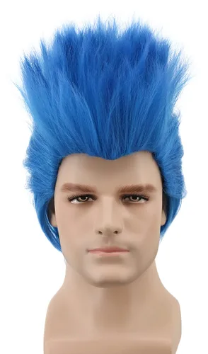 Vista 2 de yuehong Peluca de pelo azul para fiesta de disfraces de Halloween