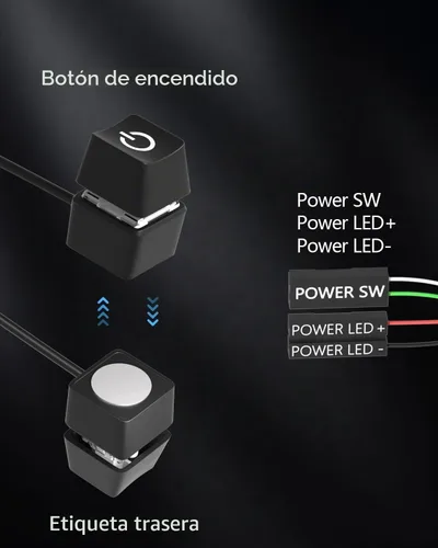Vista 5 de Oddtone Botón de encendido para PC, interruptor de alimentación LED externo de escritorio encendido/apagado, 65 pulgadas, botón de inicio de PC