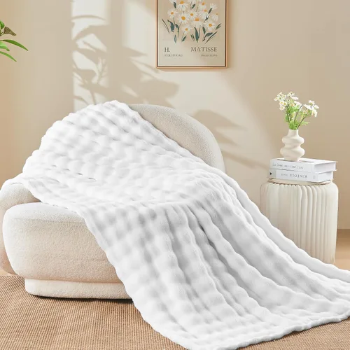 Vista 12 de NEWCOSPLAY Manta para Sofá Aqua Súper Suave de Franela Polar 3D Burbuja Ligera Manta de Cama para Uso en Todas las Estaciones (Aqua, Throw(50"x60"))